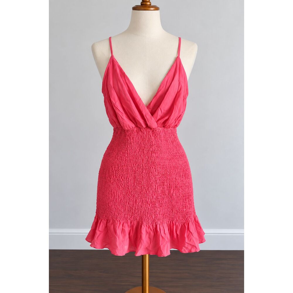 Blue Blush Free To Flirt Dress Coral Medium Smocked Mini Dress NWT